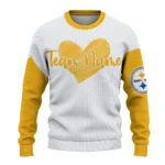 Pittsburgh Steelers Sweater Custom Heart Sketch Gold White Best Selling
