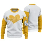 Pittsburgh Steelers Sweater Custom Heart Sketch Gold White Best Selling