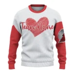 Portland Trail Blazers Sweater Customized Heart Sketch Red White Best Selling