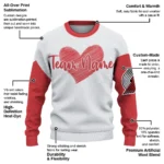 Portland Trail Blazers Sweater Customized Heart Sketch Red White Best Selling