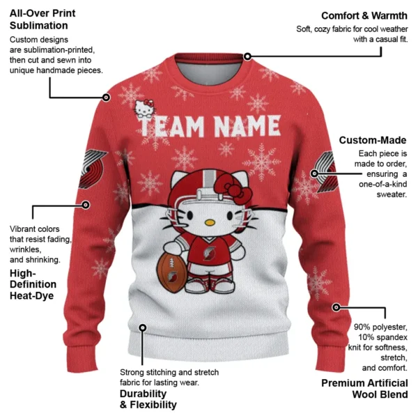 Portland Trail Blazers Sweater Customized Hello Kitty Red New Arrival