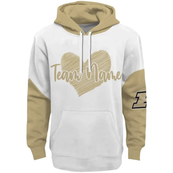 Purdue Boilermakers Hoodie Personalized Scribble Heart Gold White Best Selling