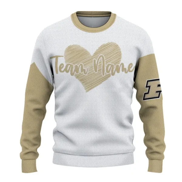 Purdue Boilermakers Sweater Custom Heart Sketch Gold White Best Selling