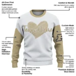 Purdue Boilermakers Sweater Custom Heart Sketch Gold White Best Selling