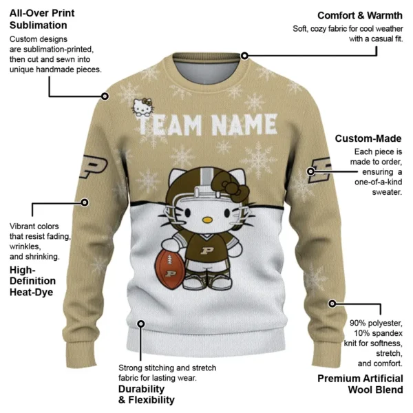 Purdue Boilermakers Sweater Custom Hello Kitty Gold New Arrival