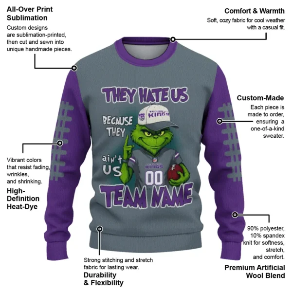 Sacramento Kings Sweater Customized Grinch Fierce Purple New Arrival