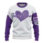 Sacramento Kings Sweater Personalized Heart Sketch Purple White Best Selling