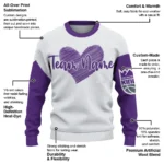 Sacramento Kings Sweater Personalized Heart Sketch Purple White Best Selling