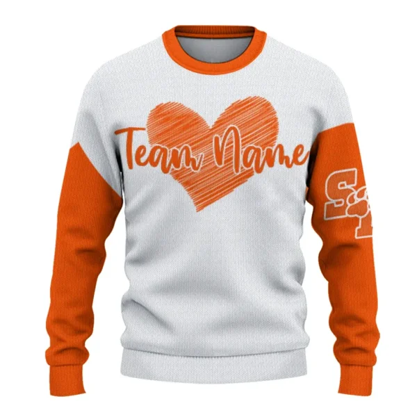 Sam Houston Bearkats Sweater Customized Heart Sketch Orange White Best Selling
