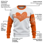 Sam Houston Bearkats Sweater Customized Heart Sketch Orange White Best Selling