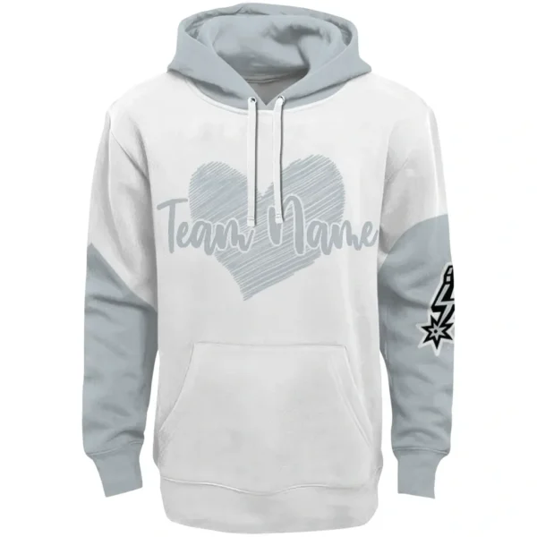 San Antonio Spurs Hoodie Personalized Scribble Heart Silver White Best Selling