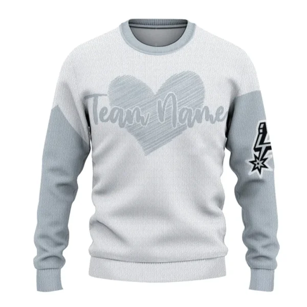San Antonio Spurs Sweater Custom Heart Sketch Silver White Best Selling