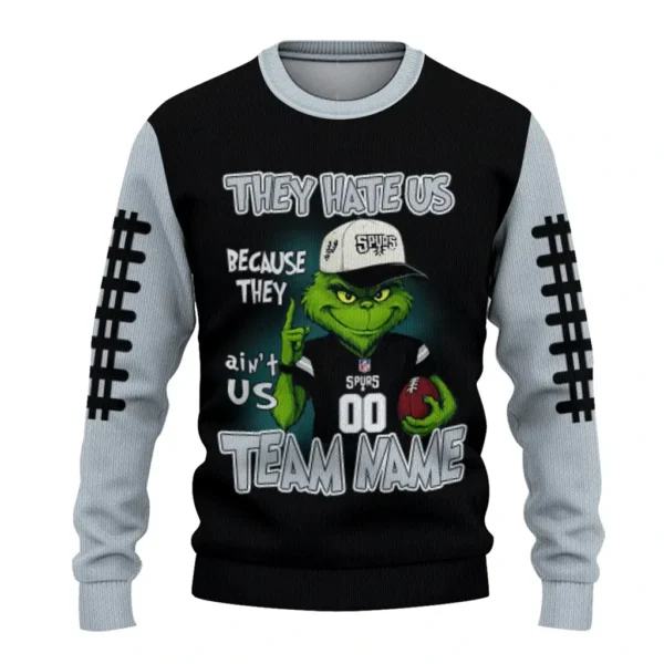 San Antonio Spurs Sweater Personalized Grinch Fierce Silver Best Selling
