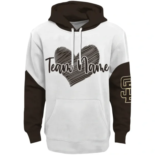 San Diego Padres Hoodie Custom Scribble Heart Brown White Best Selling