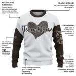 San Diego Padres Sweater Customized Heart Sketch Brown White Best Selling