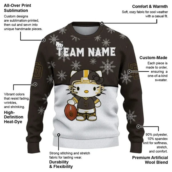 San Diego Padres Sweater Customized Hello Kitty Brown New Arrival