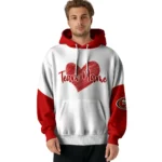 San Francisco 49ers Hoodie Custom Scribble Heart Red White Best Selling
