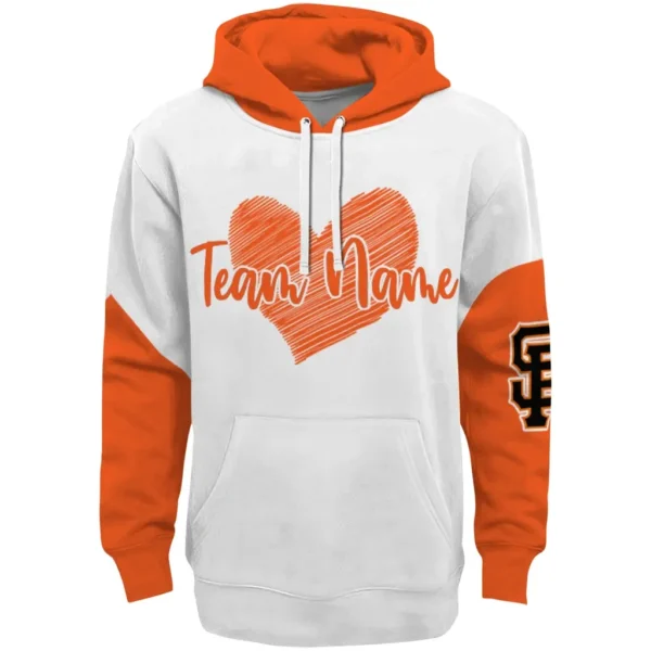 San Francisco Giants Hoodie Customized Scribble Heart Orange White Best Selling