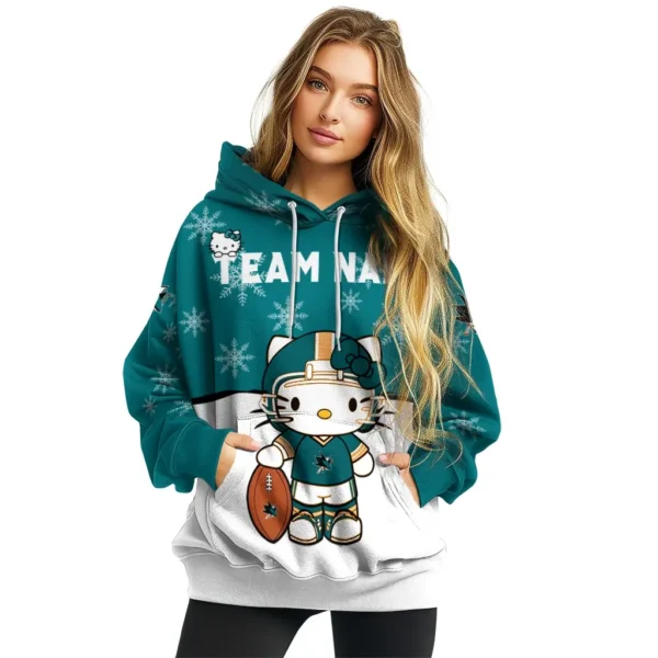 San Jose Sharks Hoodie Custom Hello Kitty Teal High Quality