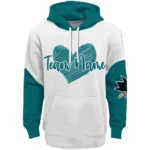 San Jose Sharks Hoodie Customized Scribble Heart Teal White Best Selling