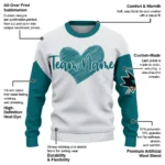 San Jose Sharks Sweater Personalized Heart Sketch Teal White Best Selling