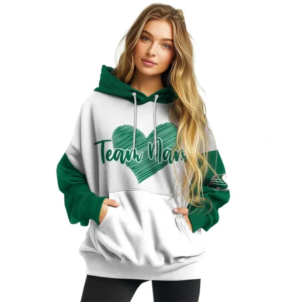 Saskatchewan Roughriders Hoodie Customized Scribble Heart Green White High Quality