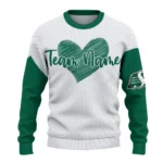 Saskatchewan Roughriders Sweater Personalized Heart Sketch Green White Best Selling
