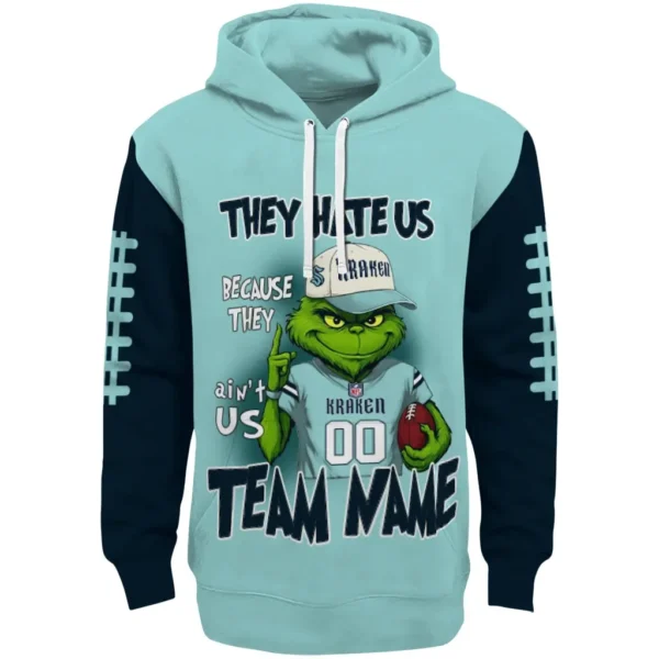 Seattle Kraken Hoodie Custom Grinch Fierce Blue Best Selling