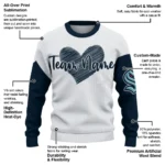Seattle Kraken Sweater Custom Heart Sketch Blue White Best Selling