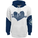 Seattle Mariners Hoodie Personalized Scribble Heart Navy Blue White Best Selling