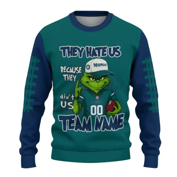Seattle Mariners Sweater Personalized Grinch Fierce Navy Blue Best Selling