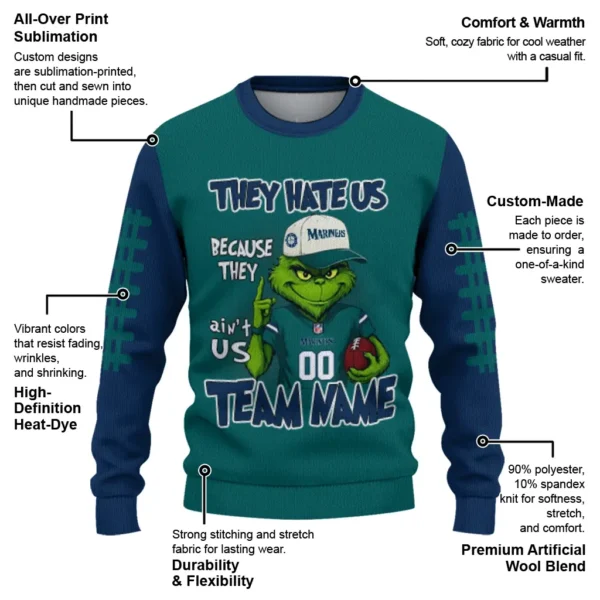 Seattle Mariners Sweater Personalized Grinch Fierce Navy Blue New Arrival