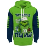 Seattle Seahawks Hoodie Personalized Grinch Fierce Blue Best Selling