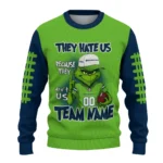 Seattle Seahawks Sweater Customized Grinch Fierce Blue Best Selling