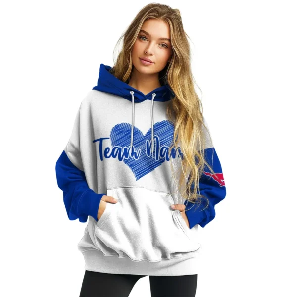 Smu Mustangs Hoodie Personalized Scribble Heart Blue White High Quality