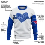 Smu Mustangs Sweater Custom Heart Sketch Blue White Best Selling