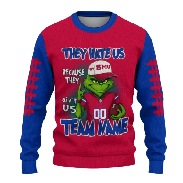Smu Mustangs Sweater Personalized Grinch Fierce Blue Best Selling