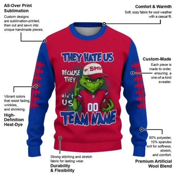 Smu Mustangs Sweater Personalized Grinch Fierce Blue New Arrival