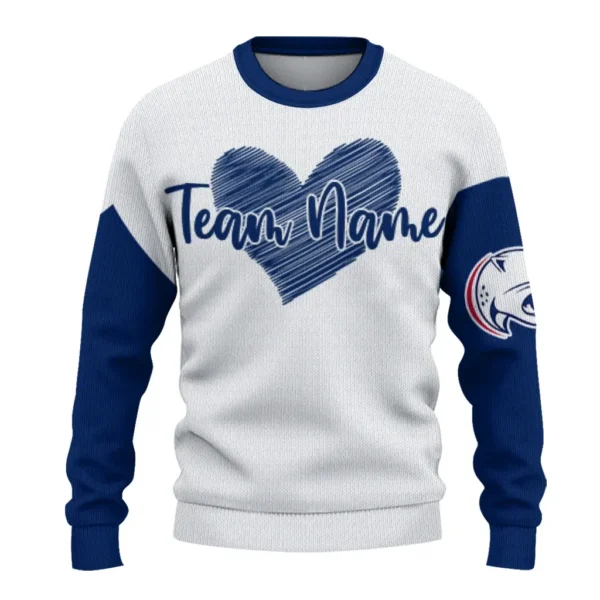South Alabama Jaguars Sweater Personalized Heart Sketch Blue White Best Selling