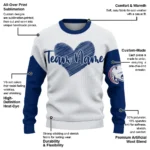 South Alabama Jaguars Sweater Personalized Heart Sketch Blue White Best Selling