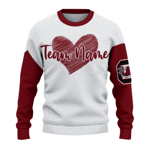 South Carolina Gamecocks Sweater Custom Heart Sketch Garnet White Best Selling