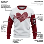 South Carolina Gamecocks Sweater Custom Heart Sketch Garnet White Best Selling