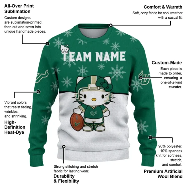 South Florida Bulls Sweater Custom Hello Kitty Green New Arrival