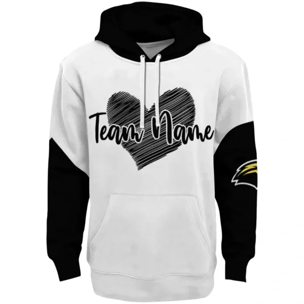 Southern Miss Golden Eagles Hoodie Custom Scribble Heart Black White Best Selling