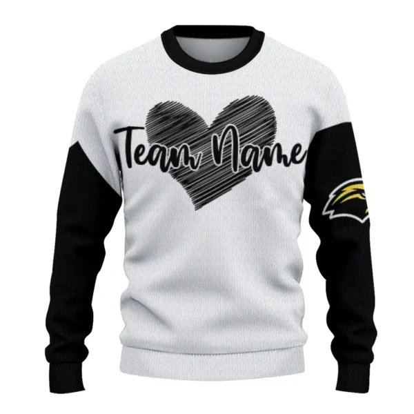 Southern Miss Golden Eagles Sweater Customized Heart Sketch Black White Best Selling