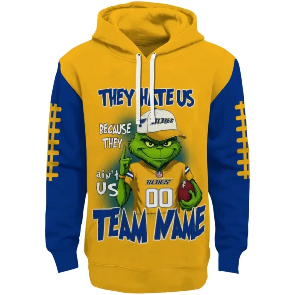 St Louis Blues Hoodie Customized Grinch Fierce Blue Best Selling