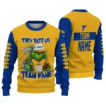 St Louis Blues Sweater Custom Grinch Fierce Blue Best Selling