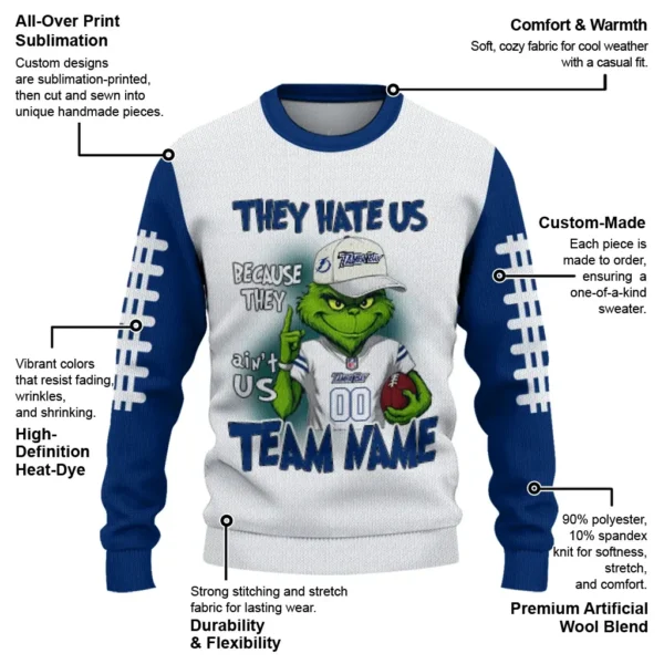 Tampa Bay Lightning Sweater Customized Grinch Fierce Blue New Arrival