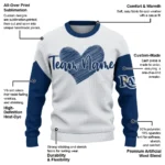 Tampa Bay Rays Sweater Personalized Heart Sketch Navy White Best Selling