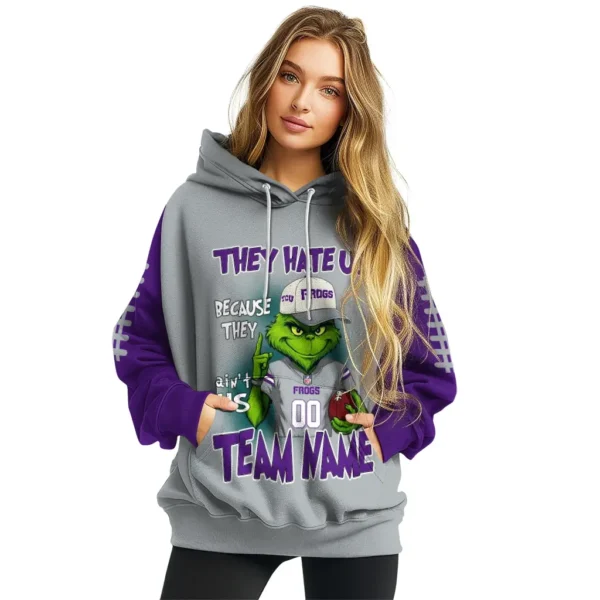 Tcu Horned Frogs Hoodie Customized Grinch Fierce Purple High Quality